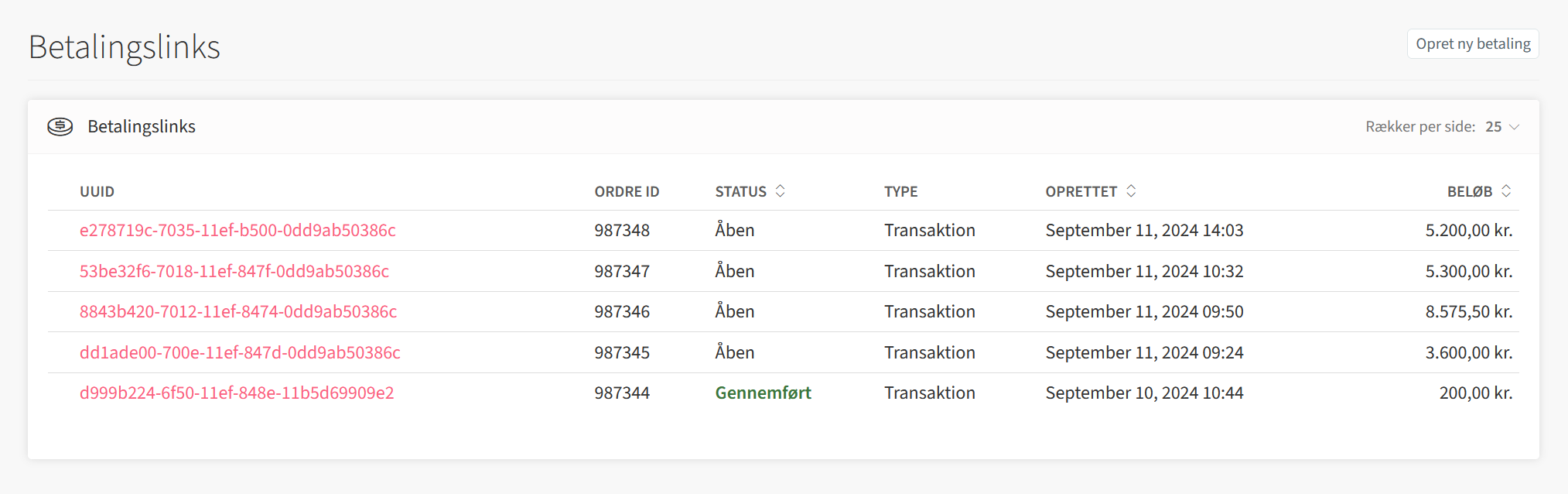 OnPay - Opret betaling