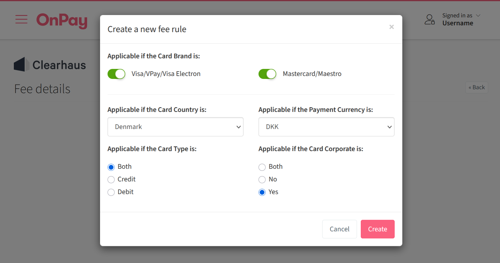 Create new fee
