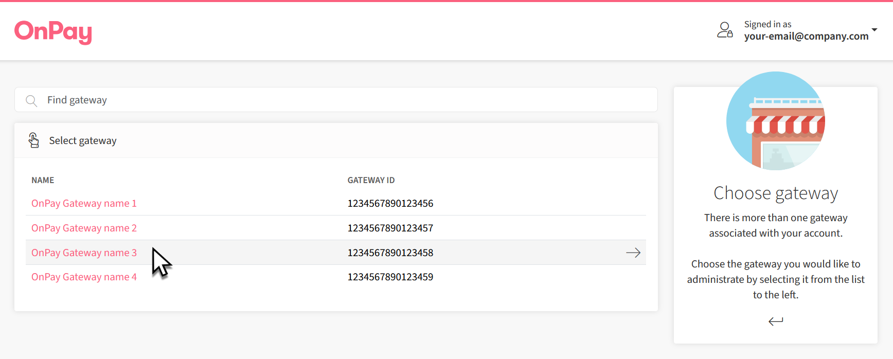 Gateway list