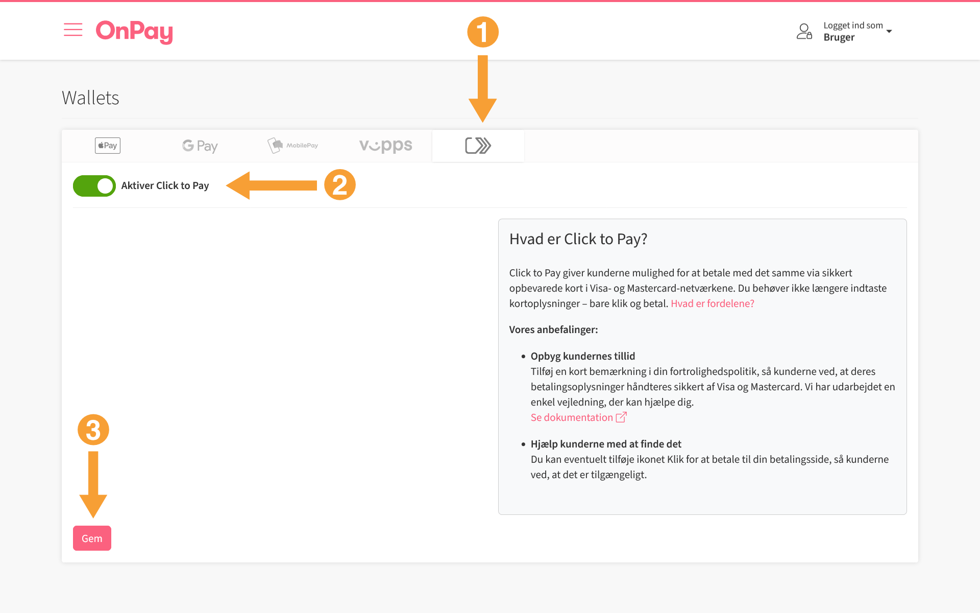 Opsæt Click to Pay Opsæt Click to Pay